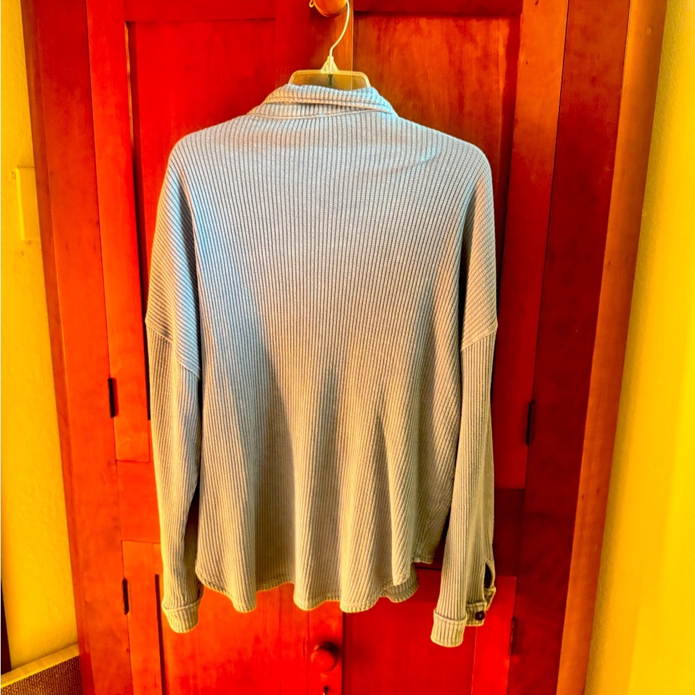 Light Blue Ribbed Long Sleeve Top